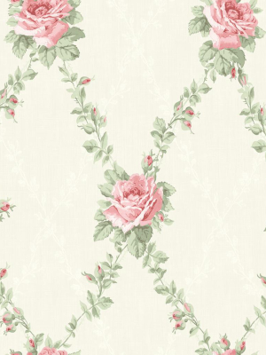 Rose Lattice Wallpaper In Rosy From The Spring Garden Collection By Wallquest