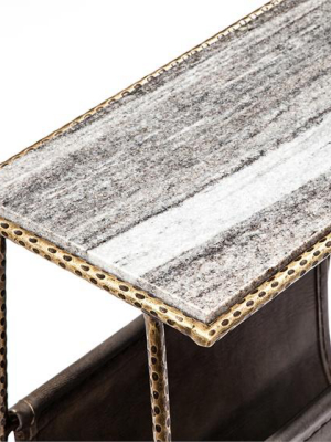 Strauss Magazine Table - Grey/ Brass