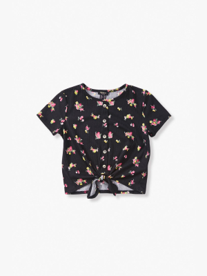 Girls Ribbed Floral Top (kids)