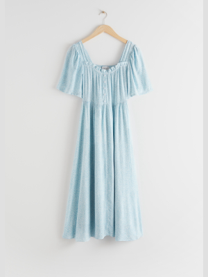 Smocked Crepe Maxi Dress