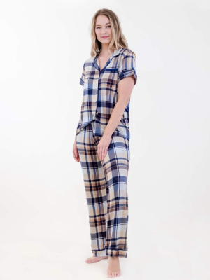 Brown Plaid Pajama Set