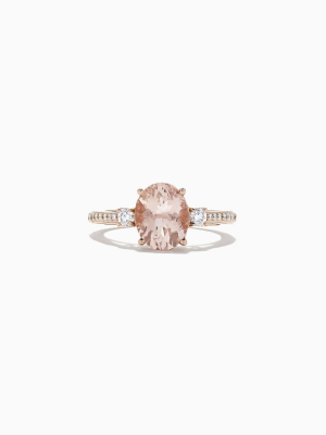 Effy Blush 14k Rose Gold Morganite And Diamond Ring, 2.64 Tcw