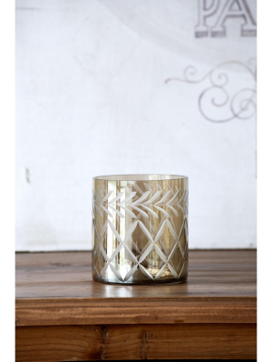 Park Hill Collection Smokey Glass Etched Votive