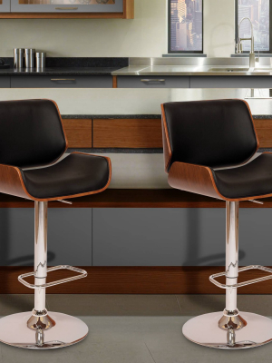 London Swivel Barstool Black/walnut - Armen Living