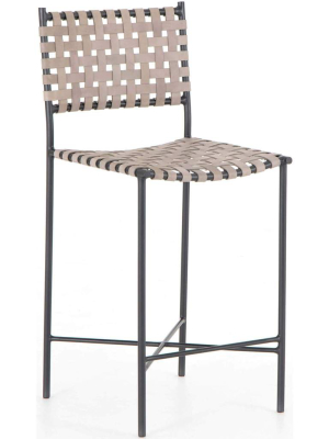 Garza Leather Counter Stool, Smoke Grey