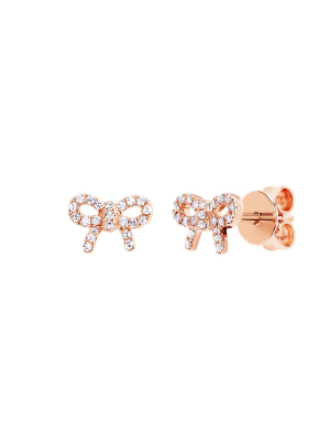 Mini Diamond Bow Studs - Rose Gold