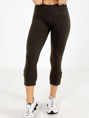 Premium Lace-up Active Leggings - Dark Green