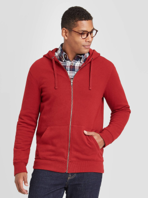 Men's Regular Fit Full Zip Fleece Pullover Hoodie - Goodfellow & Co™ Scarlet Red