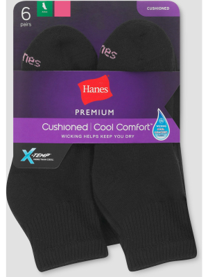 Hanes Premium 6 Pack Women's Cushioned Ankle Socks