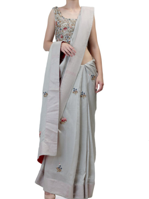 Embroidered Blouse & Saree Set