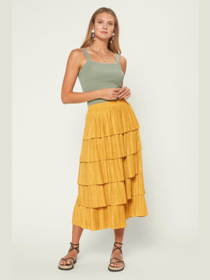 Tiered Ruffle Midi Skirt