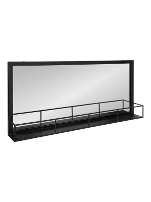 40" X 18" Jackson Metal Frame Mirror With Shelf Black - Kate And Laurel