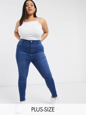 Urban Bliss Plus High Waisted Skinny Jeans In Dark Wash