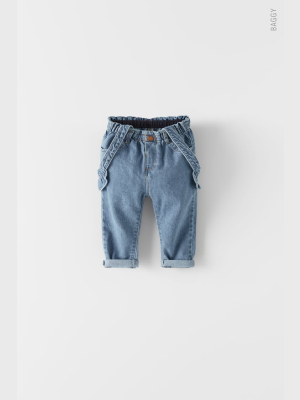 Ruffled Suspender Jeans