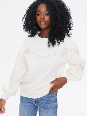 Fleece Faux Pearl Pullover