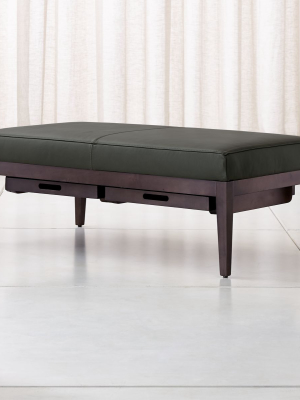 Nash Leather Rectangular Ottoman With Tray