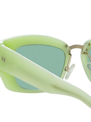 Dries Van Noten 202 Round Sunglasses In Green