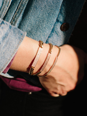 14k Pave Medium Curb Chain Id Bracelet