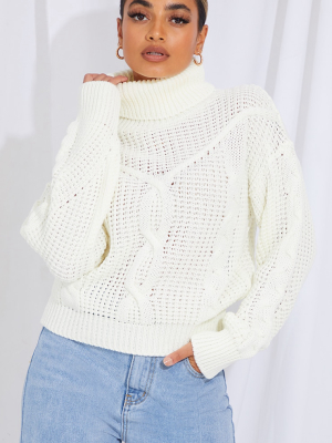 Petite White Oversized Chunky Knit Sweater