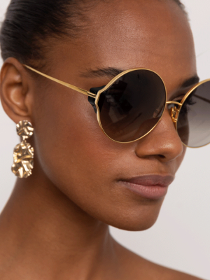 Carousel Round Sunglasses In Yellow Gold