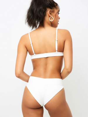 Gavin Ribbed Cheeky Bikini Bottom - White