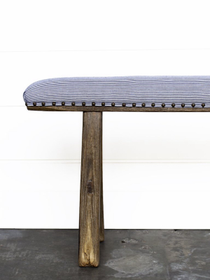 Upholstered Bench With Ticking Stripe
