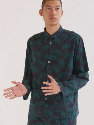 Men’s Pocket Pyjama Set Byron Tropical Print Navy/green