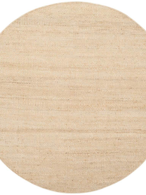 Natural Fiber Solid Ivory Round Rug