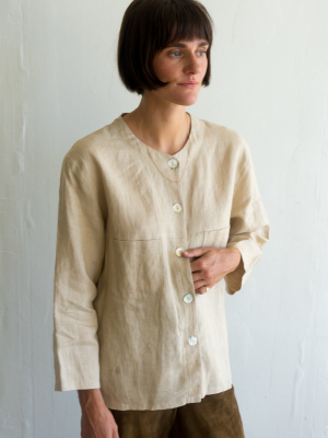 Linen Open Collar Shirt