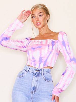 Lilac Tie Dye Structured Crop Top