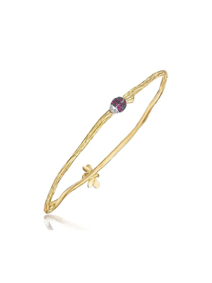 Wonderland Oval Twig Ladybug & Bee Bangle