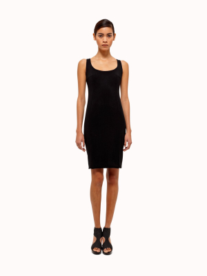 Sleeveless Scoopneck Wool Double Face Sheath Dress