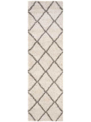 Hudson Shag Diamond Ivory/gray Runner Rug