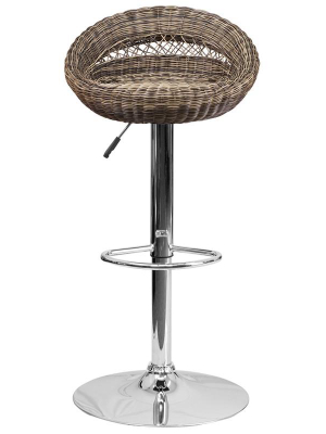 Watson Wicker Rounded Back Adjustable Height Barstool