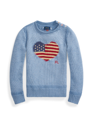 Flag-heart Cotton Sweater