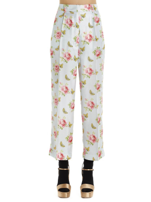 Prada Rose Print Cropped Trousers