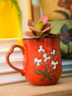 Cypress Home Artisan Series Cup, 10 Oz., Red Wistful Floral