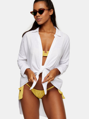 White High Low Beach Shirt