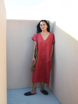 Shop On The Mesa - Sleeveless Caftan Dress In Paprika