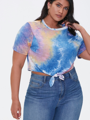 Plus Size Tie-dye Wash Tee