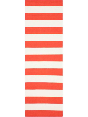 Montauk Stripe Rust/ivory Runner Rug