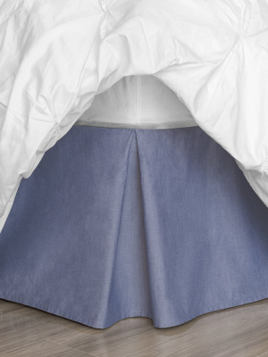 Blue Chambray Pleated Bed Skirt