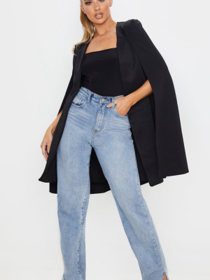 Black Longline Cape Blazer