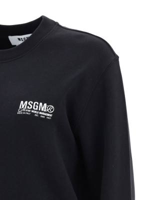 Msgm Logo Embroidered Crewneck Sweatshirt