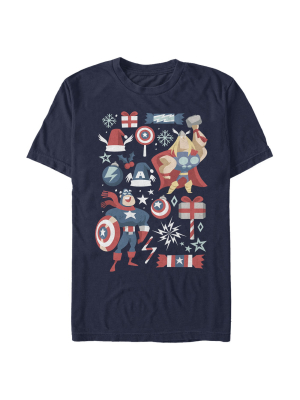 Men's Marvel Christmas Festive Hero Icons T-shirt