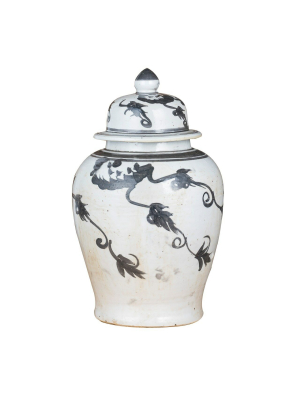 Temple Jar Black, Vine Motif