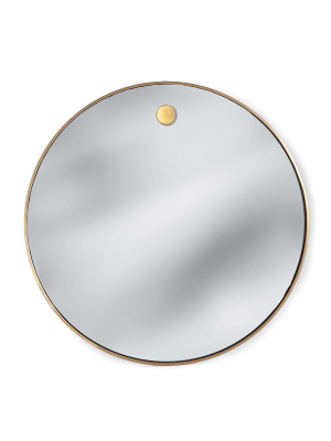 Hanging Circular Mirror In Natural Brass