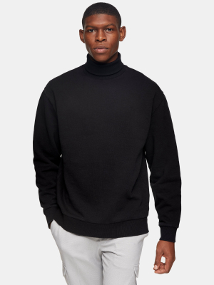 Black Roll Neck Sweatshirt