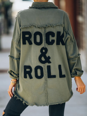 Cotton Rock & Roll Frayed Utility Jacket - Olive