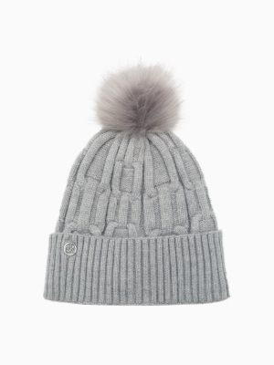 Chain Cable Knit Pom-pom Hat